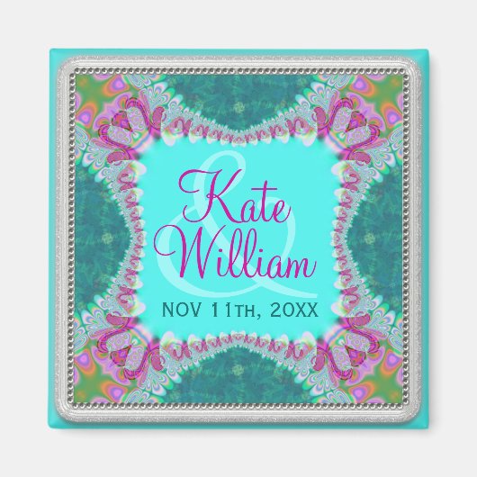 Groovy Hippie Happy Save the Date Magnet (Vorne)
