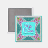 Groovy Hippie Happy Save the Date Magnet (Vorderseite/Rückseite)