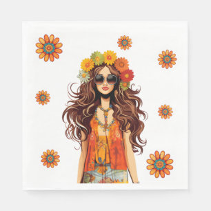 Groovy Hippie Hippy Geburtstagsparty der 1970er Ja Serviette