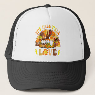 Groovy Hippie It's Fall Y'all Gnomes Pumpkin Autum Truckerkappe