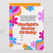 Groovy Hippie Liebe Feierlichkeiten zum Thema Lieb Einladung (Vorne/Hinten)