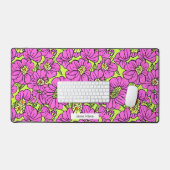 Groovy Hippie Neon Pink & Yellow Floral Muster Schreibtischunterlage (Tastatur & Maus)