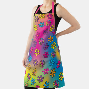 Groovy Hippie Peace and Blume Dusche Gefärbte Kraw Schürze