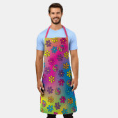 Groovy Hippie Peace and Blume Dusche Gefärbte Kraw Schürze (Getragen)