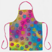 Groovy Hippie Peace and Blume Dusche Gefärbte Kraw Schürze (Vorderseite)