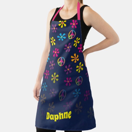 Groovy Hippie Peace and Blume Dusche Individuelle Schürze (InSitu)