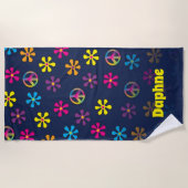 Groovy Hippie Peace and Blume Dusche Individuelle  Strandtuch (Vorderseite)