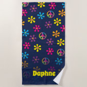 Groovy Hippie Peace and Blume Dusche Individuelle  Strandtuch (Vorderseite)