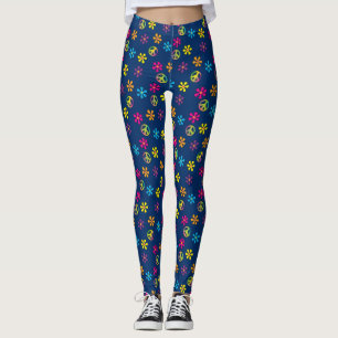 Groovy Hippie Peace and Blume Dusche Leggings