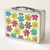 Groovy Hippie Peace and Blume Dusche Metall Brotdose (Rückseite)