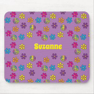 Groovy Hippie Peace and Blume Dusche Mousepad