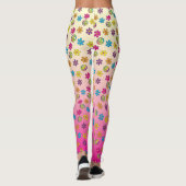 Groovy Hippie Peace and Blume Dusche rosa Fackel Leggings (Rückseite)