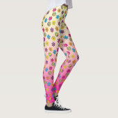 Groovy Hippie Peace and Blume Dusche rosa Fackel Leggings (Rechts)