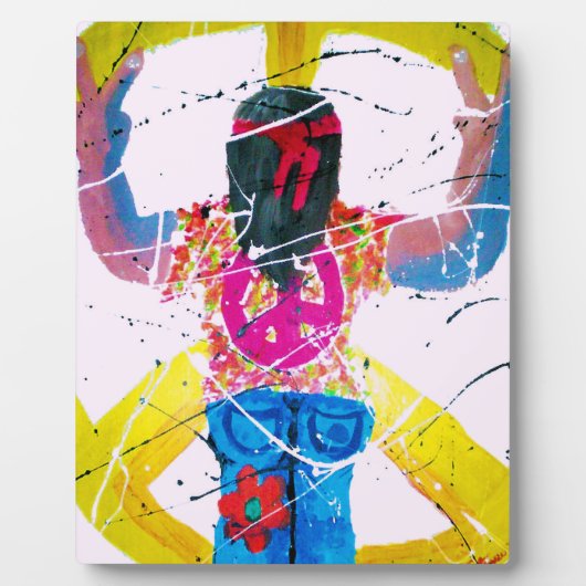 Groovy Hippie Peace Sign Fotoplatte (Vorderseite)