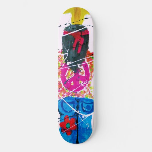 Groovy Hippie Peace Sign Skateboard (Vorderseite)
