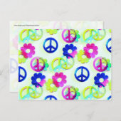 Groovy Hippie Peace Signs Blume Power Aqua Postkarte (Vorne/Hinten)