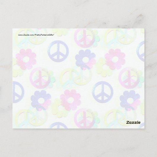 Groovy Hippie Peace Signs Blume Power Aqua Postkarte (Rückseite)