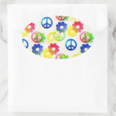 Groovy Hippie Peace Signs Blume Power Glitzern Ovaler Aufkleber (Tasche)