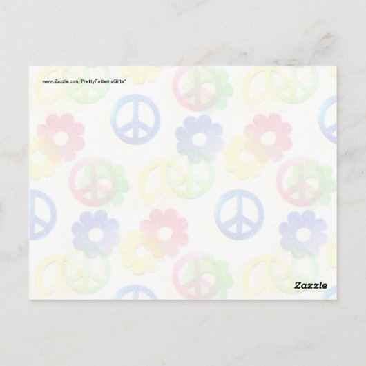 Groovy Hippie Peace Signs Blume Power Glitzern Postkarte (Rückseite)