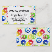 Groovy Hippie Peace Signs Blume Power Sparkle Visitenkarte (Vorne/Hinten)