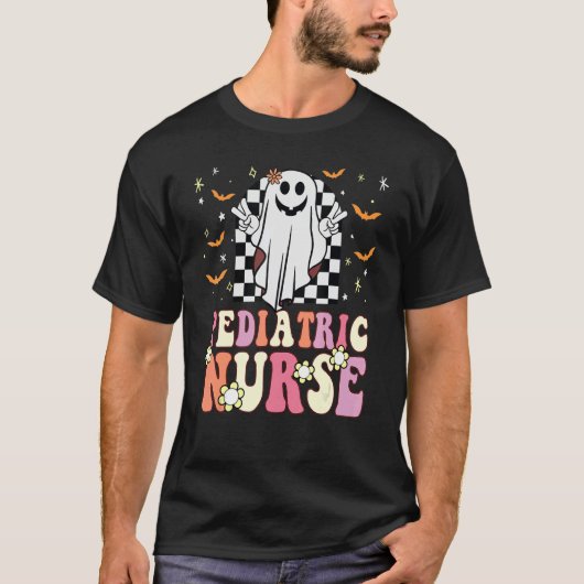 Groovy Hippie Pediatric Nurse Ghost Retro 70s 80s  T-Shirt (Vorderseite)