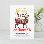 Groovy Hippie Reindeer Disco Hungerfestungen Party Einladung (Stehend Vorderseite)