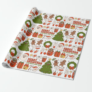 Groovy Hippie Retro Frohe Weihnachten Santa Lustig Geschenkpapier