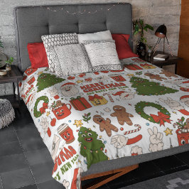 Groovy Hippie Retro Frohe Weihnachten Weihnachten Fleecedecke