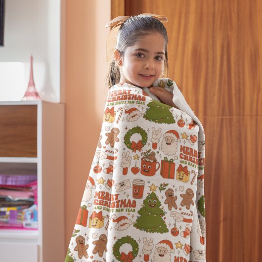 Groovy Hippie Retro Frohe Weihnachten Weihnachten Fleecedecke