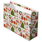 Groovy Hippie Retro Frohe Weihnachten Weihnachten Große Geschenktüte (Vorderseite Schrägansicht)