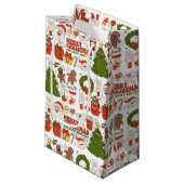 Groovy Hippie Retro Frohe Weihnachten Weihnachten Kleine Geschenktüte (Vorderseite Schrägansicht)
