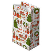 Groovy Hippie Retro Frohe Weihnachten Weihnachten Kleine Geschenktüte (Rückseite Schrägansicht)