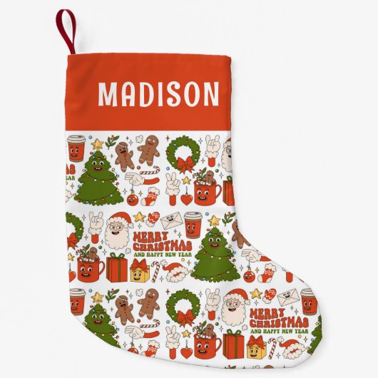 Groovy Hippie Retro Frohe Weihnachten Weihnachten Kleiner Weihnachtsstrumpf (Vorderseite)