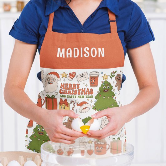 Groovy Hippie Retro Frohe Weihnachten Weihnachten Schürze