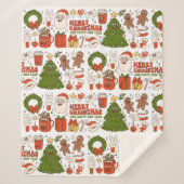 Groovy Hippie Retro Frohe Weihnachten Weihnachten Sherpadecke (Vorderseite)