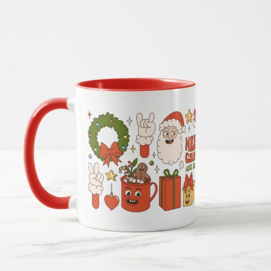 Groovy Hippie Retro Frohe Weihnachten Weihnachten Tasse (Links)