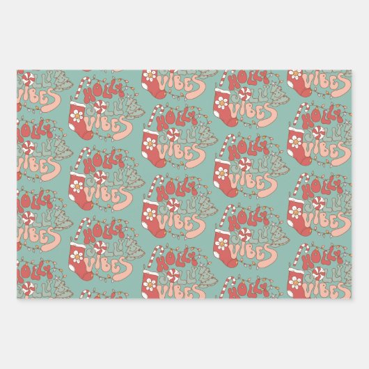 Groovy Hippie Rockin Christmas Tree Vibes Geschenkpapier Set (Vorderseite 2)