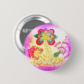 Groovy Hippie Stik Pink Palm Tree Button (Vorne & Hinten)