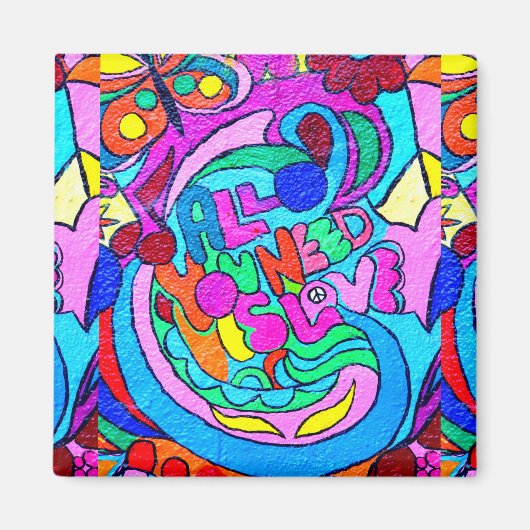 Groovy Hippie-Stilmagnet für Ruhe und Liebe Magnet (Vorne)