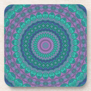 Groovy Hippie Trippy Colorful Jewel Tone Mandala Getränkeuntersetzer