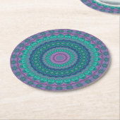 Groovy Hippie Trippy Colorful Jewel Tone Mandala Runder Pappuntersetzer (Angewinkelt)