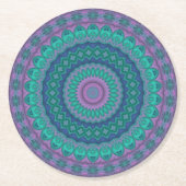 Groovy Hippie Trippy Colorful Jewel Tone Mandala Runder Pappuntersetzer (Vorderseite)