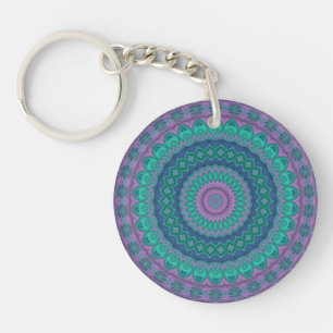 Groovy Hippie Trippy Colorful Jewel Tone Mandala Schlüsselanhänger