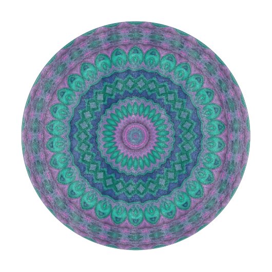 Groovy Hippie Trippy Colorful Jewel Tone Mandala Schneidebrett (Vorderseite)
