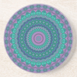 Groovy Hippie Trippy Farbige Juwel-Ton Mandala Getränkeuntersetzer