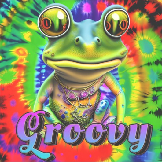 Groovy Hippie Trippy Frog Psychedelic Aufkleber (Vorderseite)