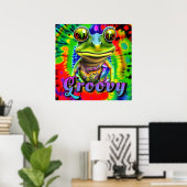 Groovy Hippie Trippy Frog Psychedelic Poster (Heimbüro)