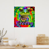 Groovy Hippie Trippy Frog Psychedelic Poster (Küche)
