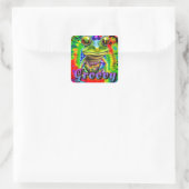 Groovy Hippie Trippy Frog Psychedelic Quadratischer Aufkleber (Tasche)