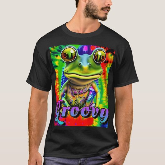 Groovy Hippie Trippy Frog Psychedelic T-Shirt (Vorderseite)